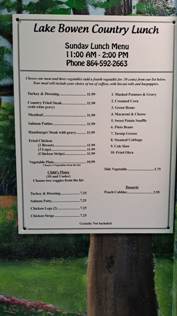 Lake Bowen Fish Camp Menu 2