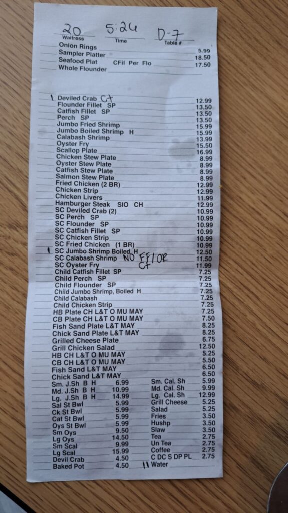 Lake Bowen Fish Camp Menu 3