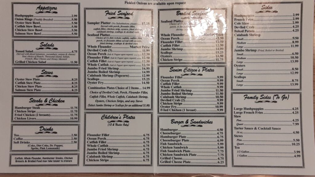 Lake Bowen Fish Camp Menu 6