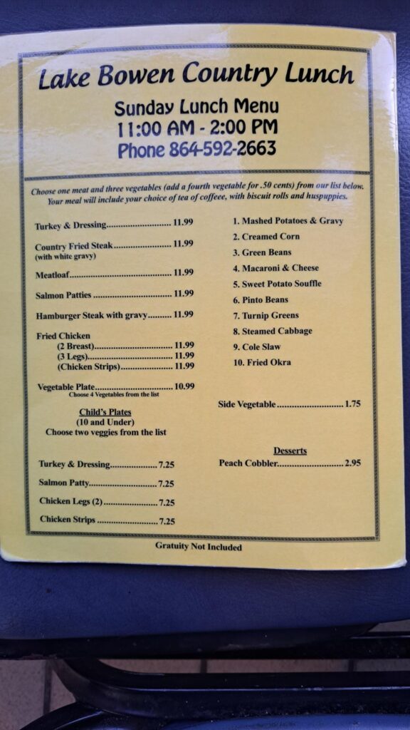 Lake Bowen Fish Camp Menu 7