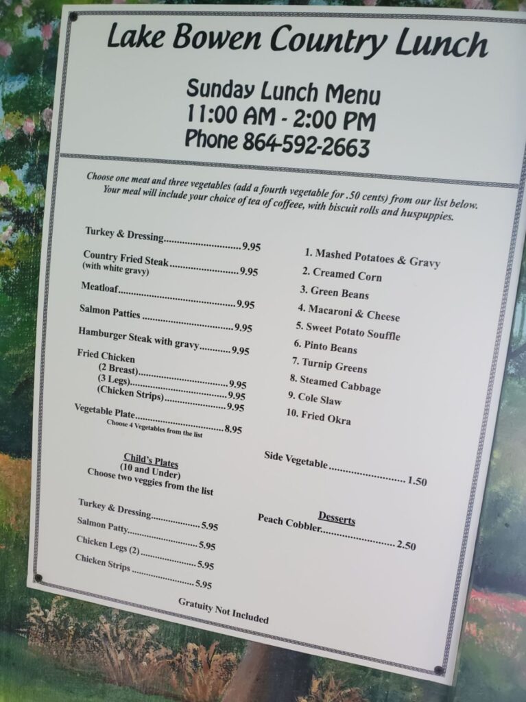 Lake Bowen Fish Camp Menu 8